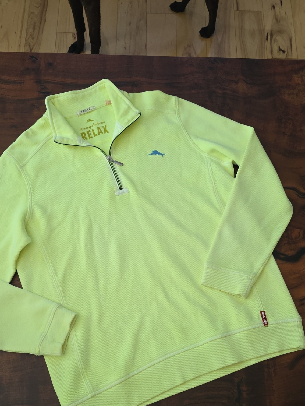 Tommy Bahama Neon Yellow Relax Pullover with Signiture  Fish 🏖